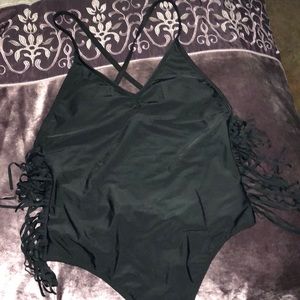 Black one piece swim suit